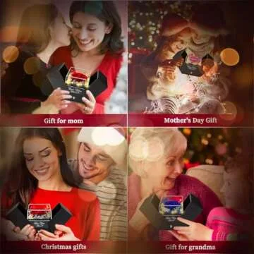 ENERLEAF Preserved Red Real Rose-Eternal Flowers Rose Gifts for Mom Grandma Wife Girlfriend on Mothers Day Birthday Valentines Christmas Anniversary Romantic Gifts for Her with I Love You Necklace