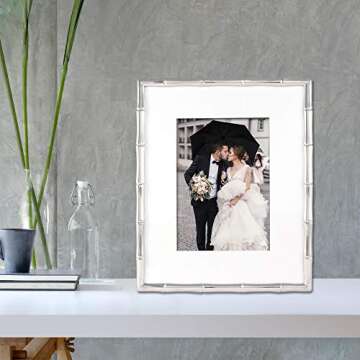 Stylish Bamboo Design Silver Picture Frame – Perfect for Home Decor