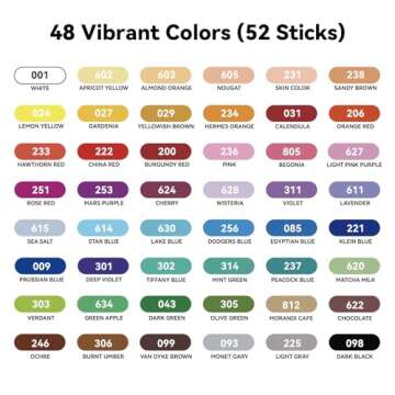 LIGHTWISH Professional Oil Pastels, 48 Vibrant Colors Plus 4 White, Set of 52, Creamy and Pigmented ...