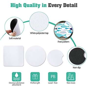 Sublimation Blank Cup Coasters Bulk Square Blank Cup Mat Rubber for Sublimation Transfer Heat Press Printing DIY Crafts 3.93 x 3.93 Inch (50 Pieces)