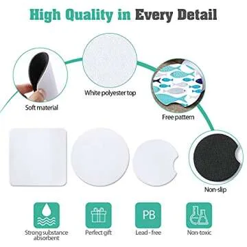 Sublimation Blank Cup Coasters Bulk Square Blank Cup Mat Rubber for Sublimation Transfer Heat Press Printing DIY Crafts 3.93 x 3.93 Inch (50 Pieces)