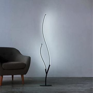 RGBW Modern Spiral Floor Lamp for Bedroom Living Room Office, Dimmable Black Standing Led Reading Fl...