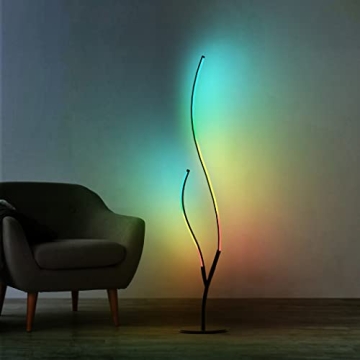 Vibrant RGBW Modern Spiral Floor Lamp with Remote Control
