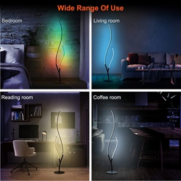Vibrant RGBW Modern Spiral Floor Lamp with Remote Control