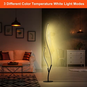 Vibrant RGBW Modern Spiral Floor Lamp with Remote Control