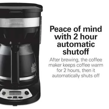 Hamilton Beach 12 Cup Programmable Coffee Maker, Brew Options, Glass Carafe (46299), Black with Stainless Accents
