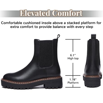 Athlefit Women's Waterproof Chelsea Ankle Boots for Everyday Style