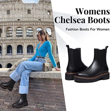 Athlefit Women's Waterproof Chelsea Ankle Boots for Everyday Style