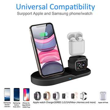 Wireless Charger,3 in 1 Wireless Charging Station for iPhone/iWatch/Airpods,Qi Fast Charging Stand/Dock for Apple Watch 7/6/SE/5/4/3/2,iPhone 13/12/11/Pro/Max/XSMax/XR/XS/X/8,Airpods Pro/2 (White)