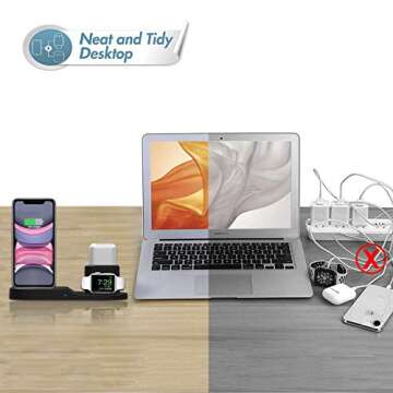 Wireless Charger,3 in 1 Wireless Charging Station for iPhone/iWatch/Airpods,Qi Fast Charging Stand/Dock for Apple Watch 7/6/SE/5/4/3/2,iPhone 13/12/11/Pro/Max/XSMax/XR/XS/X/8,Airpods Pro/2 (White)