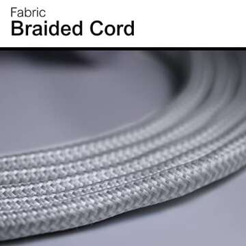 GE 3-Outlet Power Strip Surge Protector 8 Ft Braided Long Cord Extension Cord Surge Protector Power Strip Flat Plug Extension Cord 250 Joules UL Listed White 38433