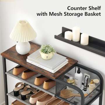 Amyove Shoe Rack - 5 Tier Organizer with Storage Basket