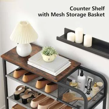 Amyove Shoe Rack - 5 Tier Organizer with Storage Basket
