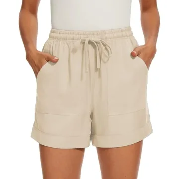 SMENG Women Shorts Stylish Lightweight Lyocell Beachwear Casual Shorts for Summer