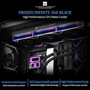 Thermalright Frozen Infinity 360 Black Liquid CPU Cooler,Triple PWM Fans with 2000RPM,Desktop CPU Ai...