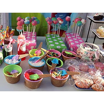 Lawei Colorful Ice Cream Bowl Set with Spoons - 24 Pack