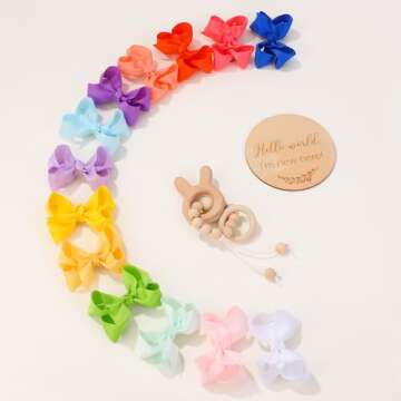 50 Pieces Hair Bows for Girls 3 Inch Grosgrain Ribbon Toddler Hair Accessories with Alligator Clips ...