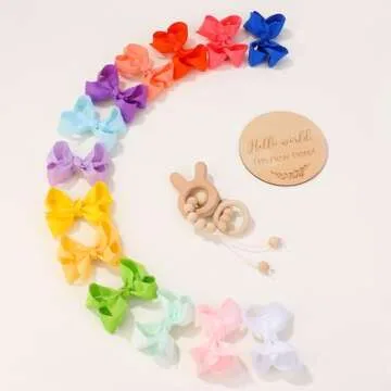 50 Pieces Hair Bows for Girls 3 Inch Grosgrain Ribbon Toddler Hair Accessories with Alligator Clips ...