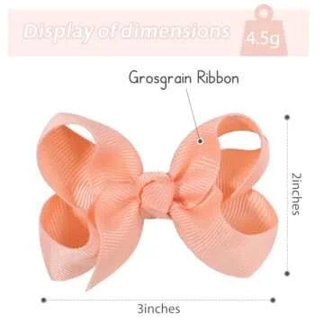 50 Pieces Hair Bows for Girls 3 Inch Grosgrain Ribbon Toddler Hair Accessories with Alligator Clips for Toddlers Baby Girls Kids Teens