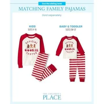 The Children's Place,Unisex Baby,and Kids, Sibling Matching, Holiday Pajama Sets, Cotton,Official Cookie Tester,6