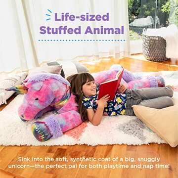 Best Choice Products 52in Kids Extra Large Plush Unicorn, Life-Size Stuffed Animal Toy w/Rainbow Det...
