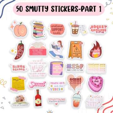 TriluckyDeco Smutty Book Stickers for Kindle Adult,Bookish Smut Reading Booktok Dark Romance Case Jo...