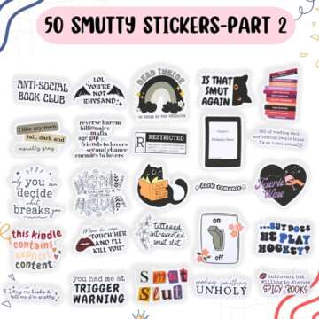 TriluckyDeco Smutty Book Stickers for Kindle Adult,Bookish Smut Reading Booktok Dark Romance Case Journal Water Bottle Sticker Spicy Lover Gift Funny Aesthetic Pink Laptop Phone Decal Deco 50PCS
