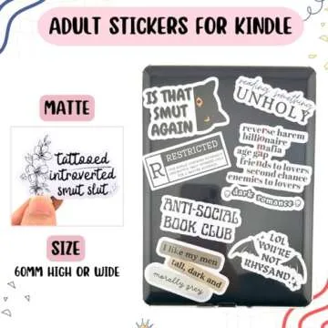 TriluckyDeco Smutty Book Stickers for Kindle Adult,Bookish Smut Reading Booktok Dark Romance Case Journal Water Bottle Sticker Spicy Lover Gift Funny Aesthetic Pink Laptop Phone Decal Deco 50PCS