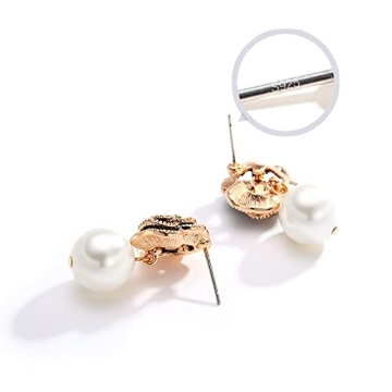 Elegant Faux Pearl Flower Dangle Drop Earrings for Women