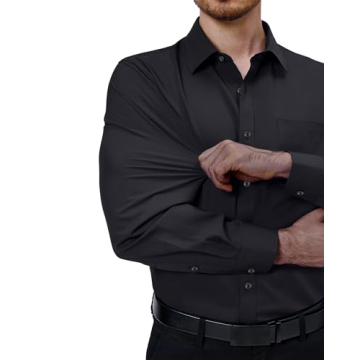 Men's 4-Way Stretch Dress Shirt in Black