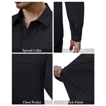 Men's 4-Way Stretch Dress Shirt in Black