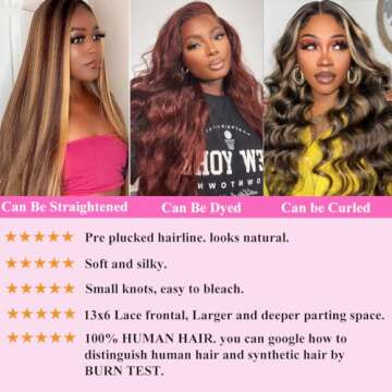 SWEETGIRL 13x6 Lace Front Wigs Human Hair Body Wave Highlight Ombre Lace Front Wig Human Hair P4/27 Honey Blonde Colored Hd Lace Frontal Wigs for Women Pre Plucked 180 Density 24 Inch