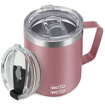 WETOWETO Coffee Mug with Handle, 14oz Insulated Stainless Steel Coffee Travel Mug, Double Wall Vacuu...