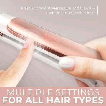 Lily England Hair Straightener and Curler, Adjustable Temperature, Dual Voltage 1 Inch Ceramic Rose Gold Flat Iron, Hair Straightener Curling Iron in One