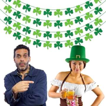 St. Patrick's Day 4PCS Felt Shamrock Garland - Easy Decor