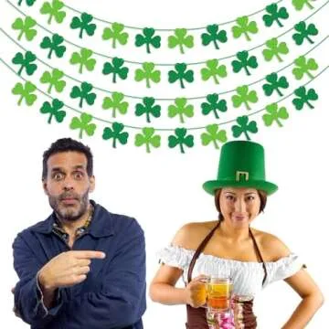 St. Patrick's Day 4PCS Felt Shamrock Garland - Easy Decor