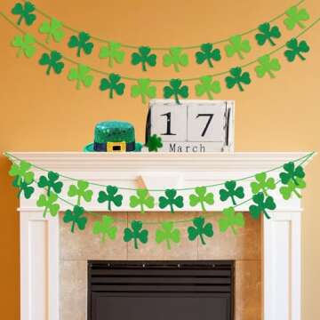 St. Patrick's Day 4PCS Felt Shamrock Garland - Easy Decor