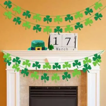 St. Patrick's Day 4PCS Felt Shamrock Garland - Easy Decor