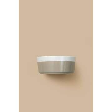 Waggo Dipper Ceramic Dog Bowl for Small and Large Breeds - Heavyweight and Durable Pet Food and Water Dish Crock, Dishwasher Safe, Modern (Vintage Grey, Medium)