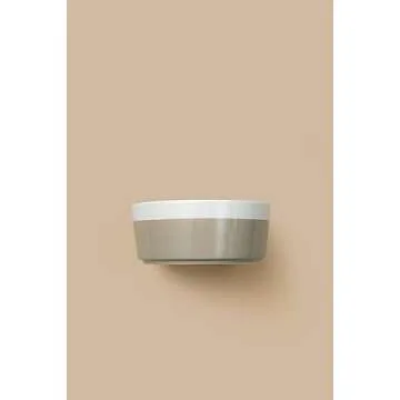 Waggo Dipper Ceramic Dog Bowl for Small and Large Breeds - Heavyweight and Durable Pet Food and Water Dish Crock, Dishwasher Safe, Modern (Vintage Grey, Medium)