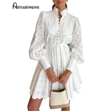 Aoxwomens Trendy Midi Dress with Adjustable Waist for Women