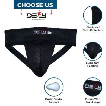 DEFY Men Groin Guard for Boxing MMA Martial Arts Protection