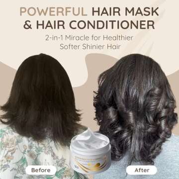 Vitamins Keratin Hair Mask Deep Conditioner - Biotin Collagen Protein & Castor Oil Repair for Dry Da...