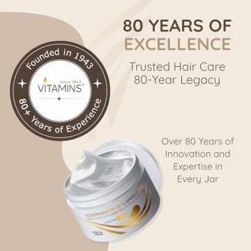 Vitamins Keratin Hair Mask Deep Conditioner - Biotin Collagen Protein & Castor Oil Repair for Dry Damaged or Color Treated Hair - Conditioning Treatment for Curly or Straight Thin Fine Locks