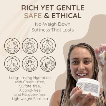 Vitamins Keratin Hair Mask Deep Conditioner - Biotin Collagen Protein & Castor Oil Repair for Dry Damaged or Color Treated Hair - Conditioning Treatment for Curly or Straight Thin Fine Locks