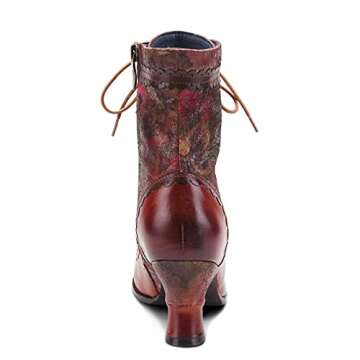 Spring Step L’Artiste Bewitch-Floral Booties for Women - Ankle Boots with Lace-Up and Zipper Closure - Comforble Boot for Women - Brown Multi EU 41 / US 9.5-10