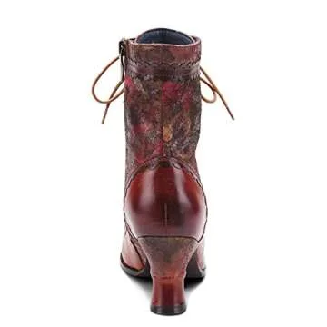 Spring Step L’Artiste Bewitch-Floral Booties for Women - Ankle Boots with Lace-Up and Zipper Closure - Comforble Boot for Women - Brown Multi EU 41 / US 9.5-10