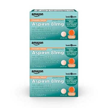 Amazon Basic Care Chewable Aspirin 81mg - Orange Flavor, 108 Count