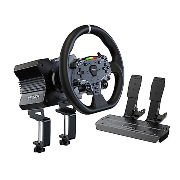 MOZA R5 All-in-One PC Gaming Racing Simulator 3PCS Bundle: 5.5Nm Direct Drive Wheel Base, 11-inch Ra...