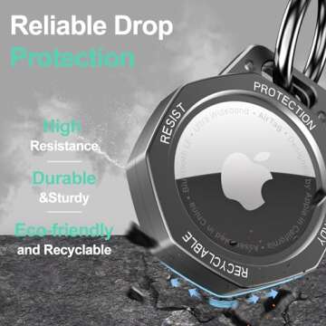 Tieuwant AirTag Holder Case with Keychain - Durable Design